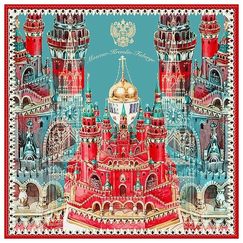фото Платок москва кремль в подарочной упаковке 90-90 70% шелк 30% вискоза платки нины ручкиной