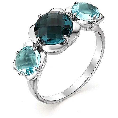 фото Алькор кольцо с топазом и кристаллами swarovski из серебра 01-0583-0м58-00, размер 18