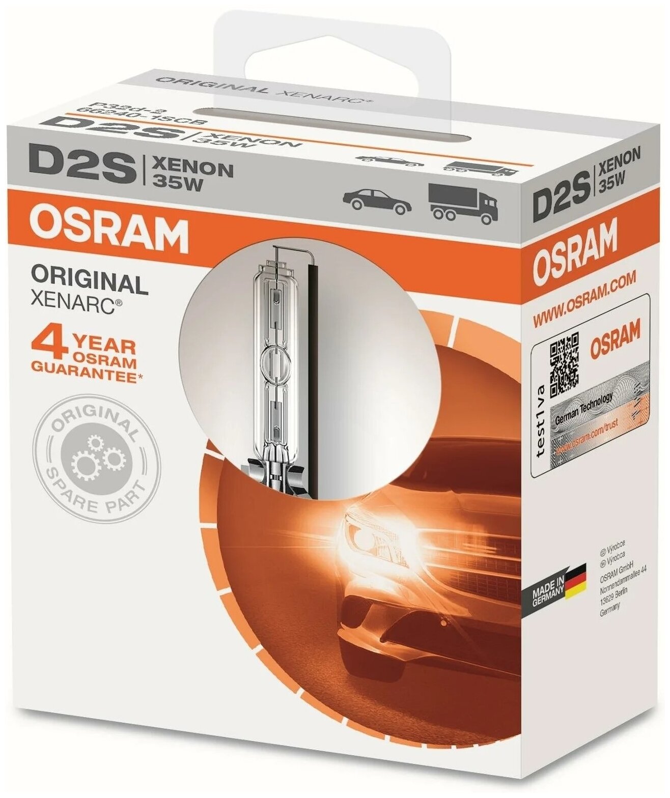 OSRAM Лампа ксенон Osram Original Xenarc, D2S, 4150K, 35W, коробка, 1 шт 66240