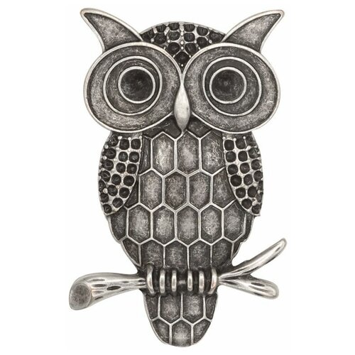 фото Брошь бижутерная сова (замок-булавка, серебристый) 55852 otokodesign