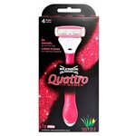 Женский бритвенный станок WILKINSON SWORD Schick QUATTRO FOR WOMEN (1 станок, 1 сменная кассета), 4-лезв., плавающая головка, увл.полоска, прорезиненная ручка - изображение