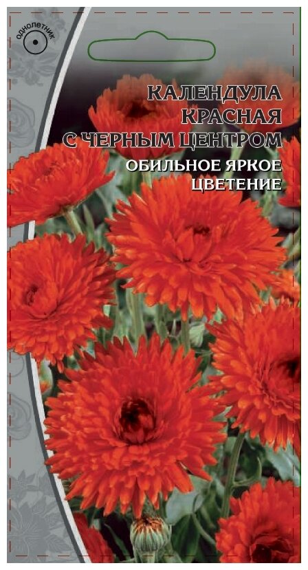 Семена Ваше хозяйство Календула Красная с черным центром 0.2 г