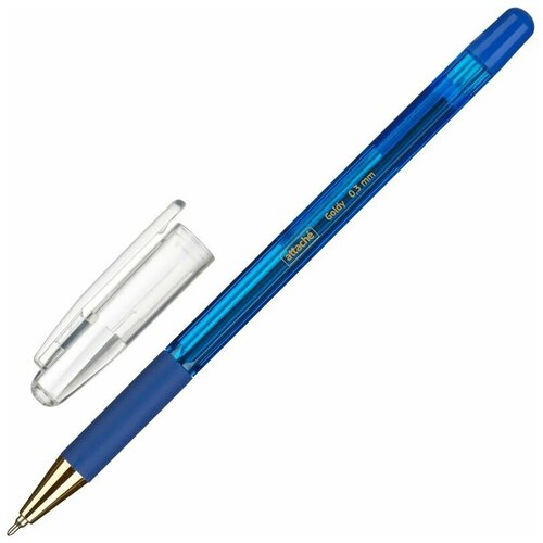 Ручка шариковая синяя масляная неавтоматическая Attache Goldy, 0,3мм, ручки, набор ручек, 12 шт.