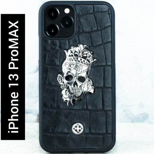 Чехол iPhone 13 Pro Max - Princess Calavera Black CROC чехол iphone 13 pro premium euphoria герб рф croc leather