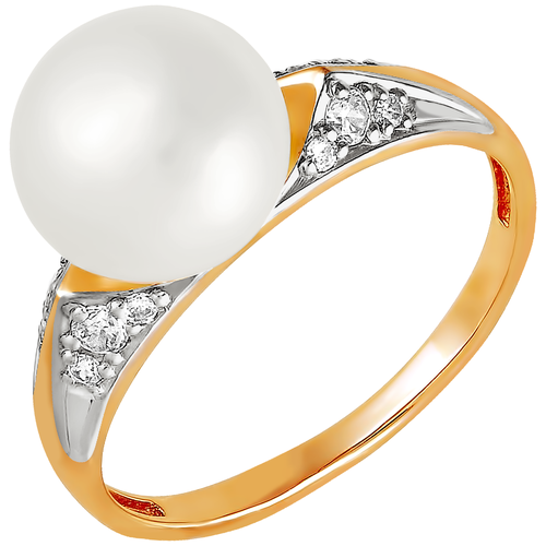 фото Примаэксклюзив кольцо с жемчугом и фианитами из красного золота 190-1-646р, размер 19