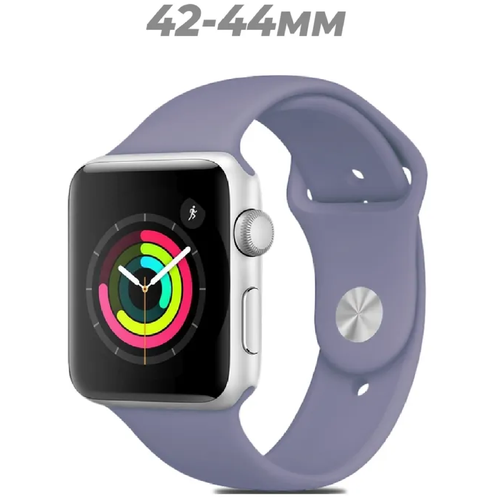 Ремешок для Apple Watch силиконовый браслет для Эпл Вотч 42, 44, 45 mm, Silicone Gray-Purple Серо-фиолетовый