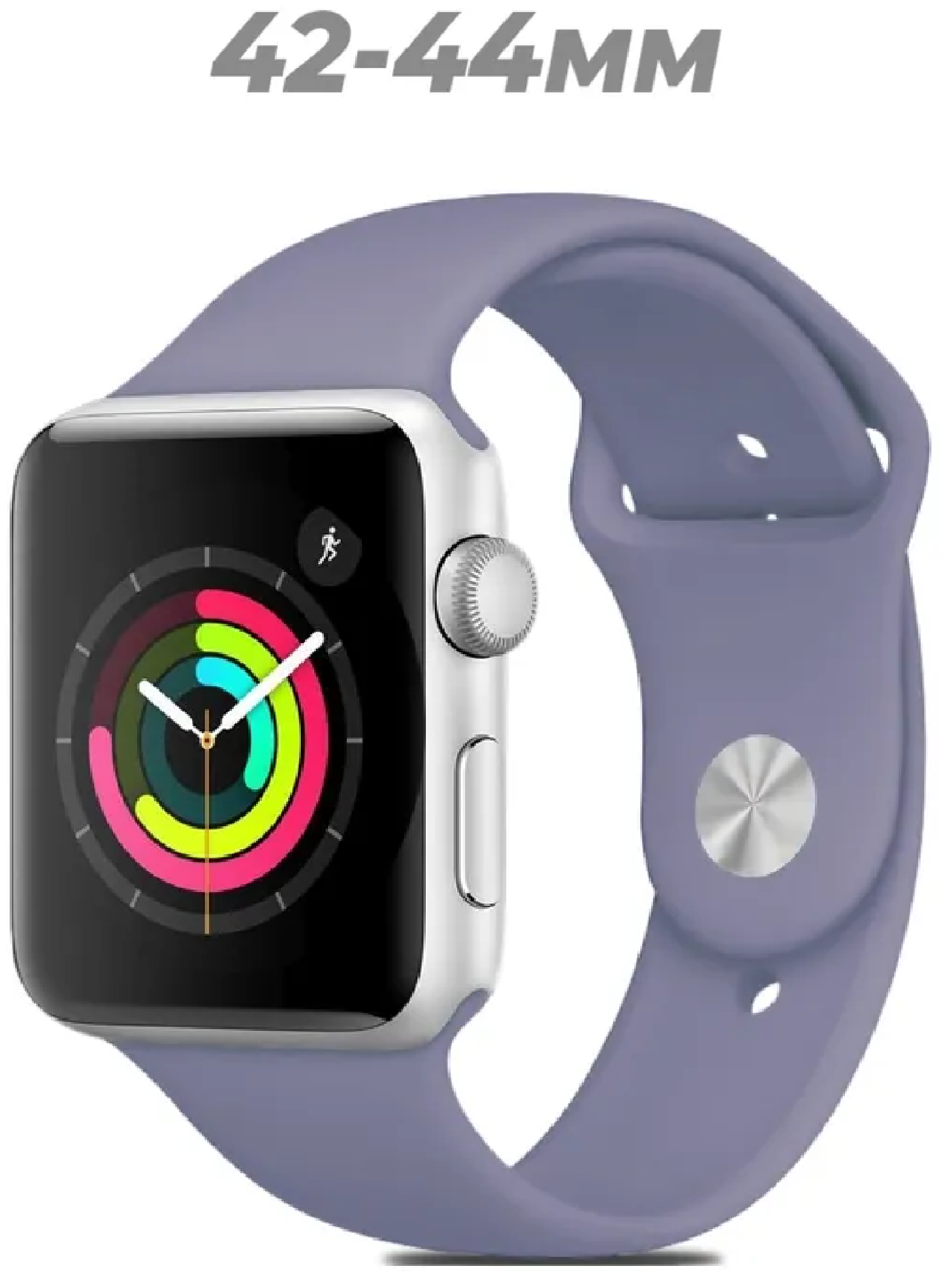 Ремешок для Apple Watch силиконовый браслет для Эпл Вотч 42, 44, 45 mm, Silicone Gray-Purple Серо-фиолетовый