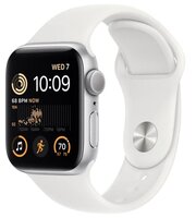 Умные часы Apple Watch Series SE Gen 2 44 мм Aluminium Case GPS, silver/white Sport Band