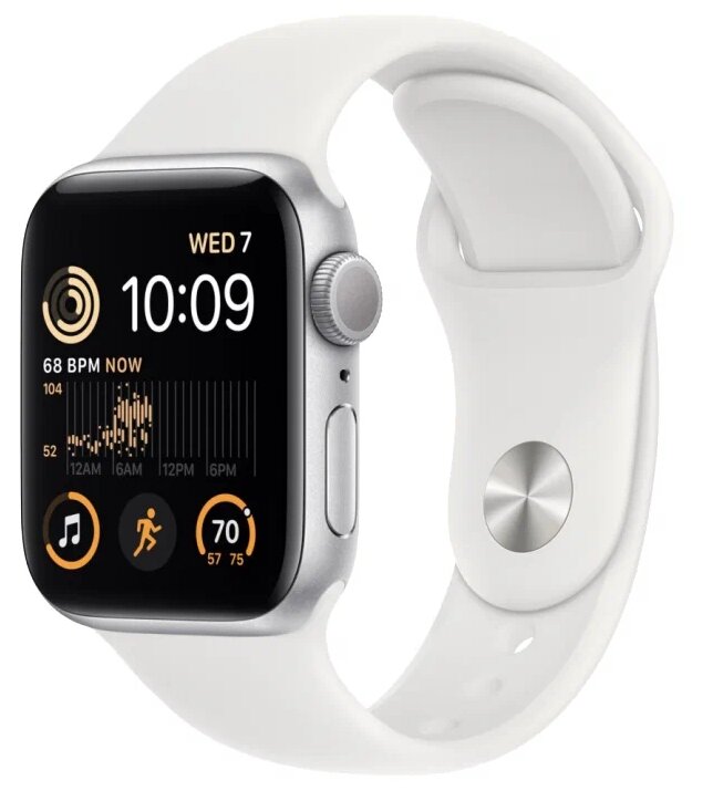 Умные часы Apple Watch Series SE Gen 2 44 мм Aluminium Case GPS, silver/white Sport Band — купить в интернет-магазине по низкой цене на Яндекс Маркете