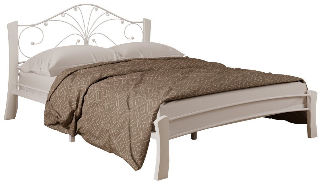 Кровать Форвард-мебель Сандра Лайт Кремовый металл / Белый массив 120х200 см