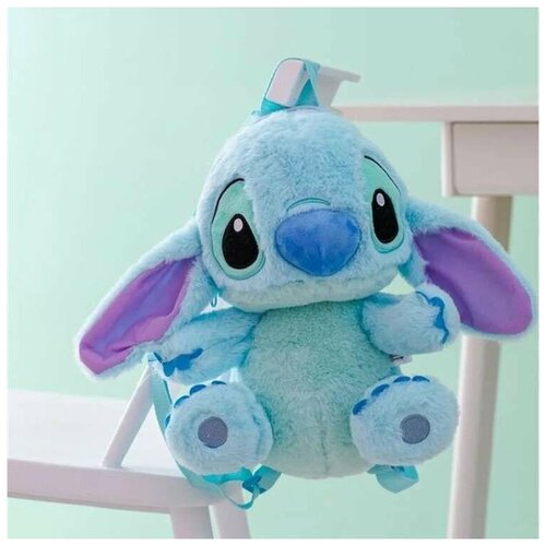 Мягкая игрушка-рюкзак Лило и Стич Ангел на молнии, 25 см голубой