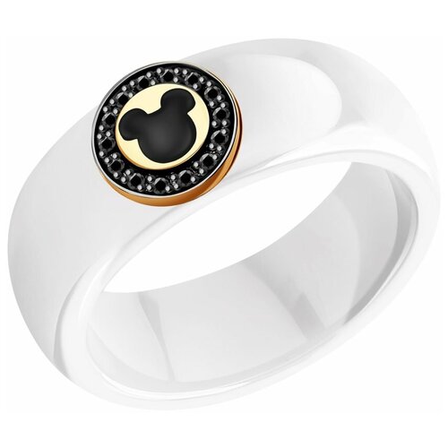 фото Sokolov кольцо из золота с эмалью и родированием и бриллиантами и керамическими вставками 6015094, размер 16