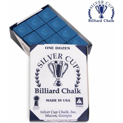 Мел для бильярда Сильвер Кап насыщенный синий / Silver Cup Royal Blue, 12 шт.