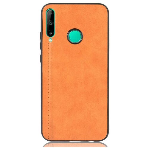 фото Чехол mypads для huawei p40 lite e / huawei y7p / honor play 3 / enjoy 10 из качественного износостойкого силикона с декоративным дизайном под кожу с тиснением оранжевый