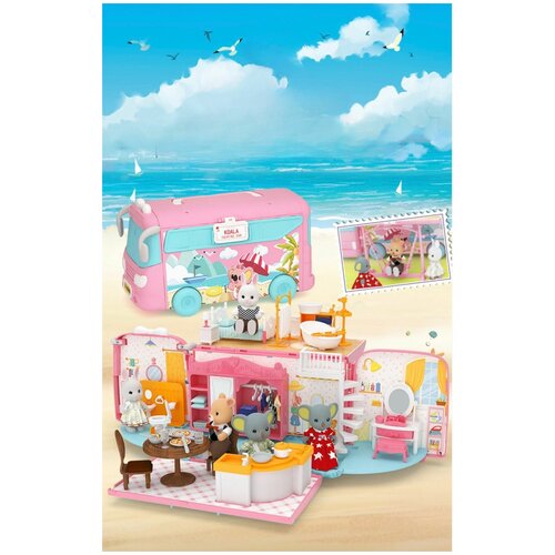 фото Кукольный домик с мебелью для девочек игрушки развивающие дом на колесах zommi kids