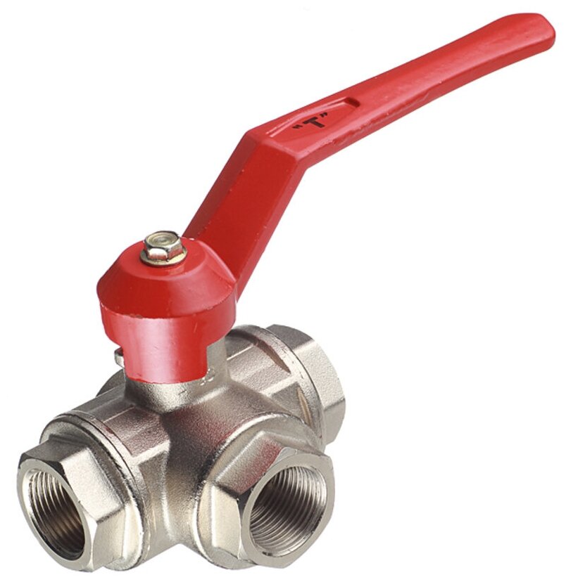 фото Кран шаровой латунный Itap 3/4 ВР(г) х 3/4 ВР(г) х 3/4 ВР(г) T-образный ручка трехходовой