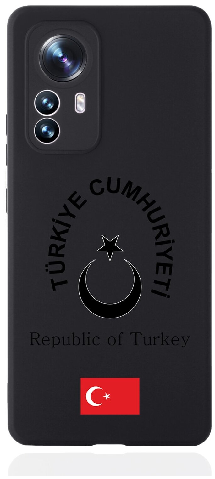 Черный силиконовый чехол для Xiaomi 12X Черный лаковый Герб Турции