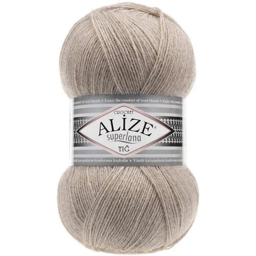Пряжа для вязания ALIZE SUPERLANA TIG Суперлана Тиг: 207 (светло - коричневый) / 1 шт / 570 м / 100 г / 25% шерсть, 75% акрил