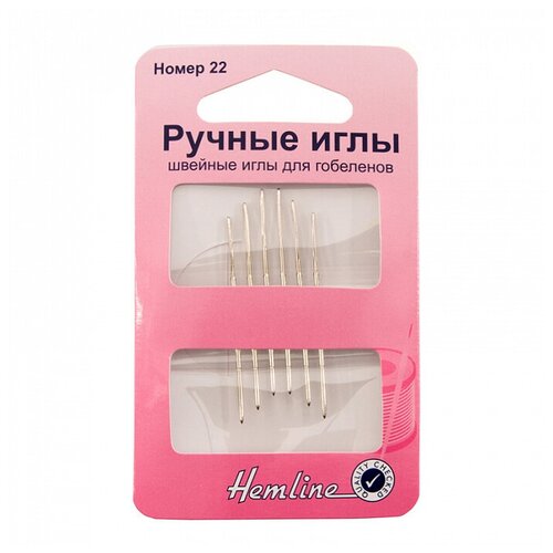 иглы ручные для модисток 207 39 hemline 3 9 42 57 мм Игла Hemline 203.22 для вышивания гобеленов, серебристый, N22, 40 г