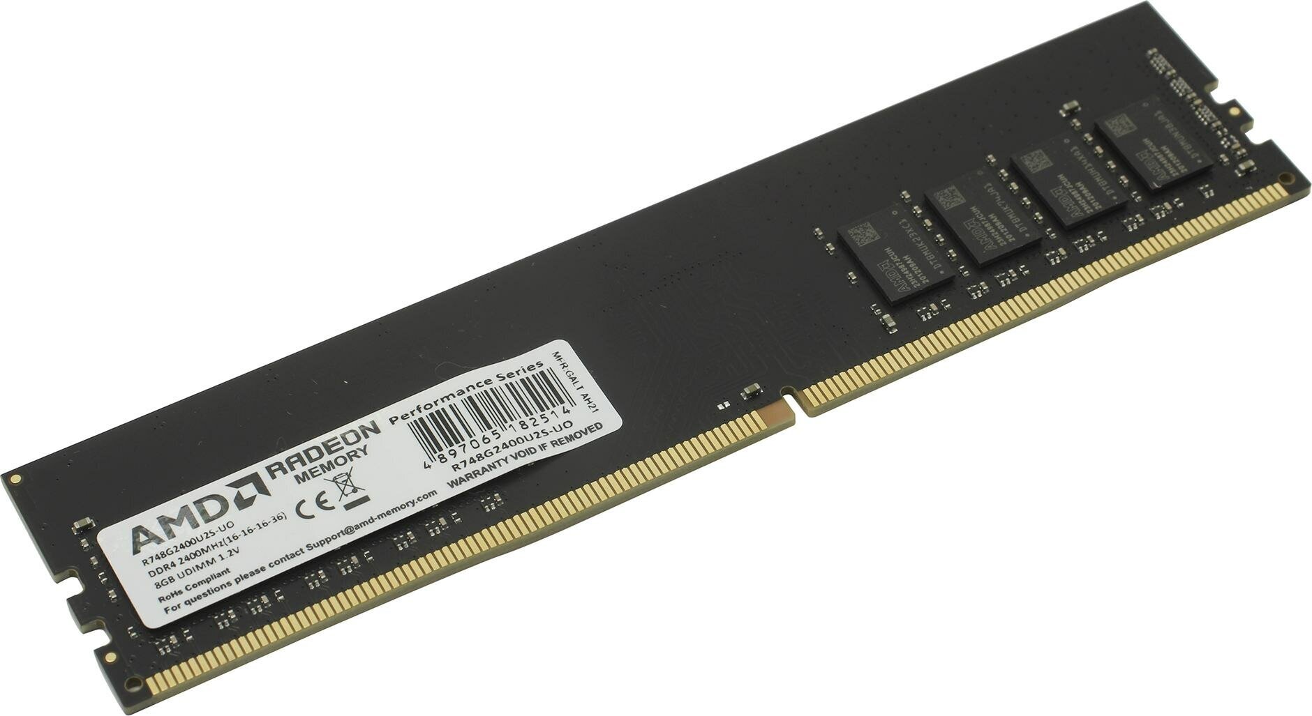 Модуль памяти DDR4 8GB AMD 2400MHz black Non-ECC, CL16, 1.2V, RTL - фото №3