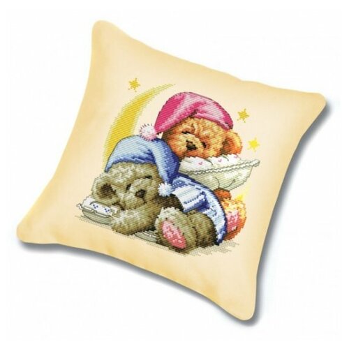 фото Набор для вышивания. подушка "два медвежонка" (канва бежевая) белоснежка
