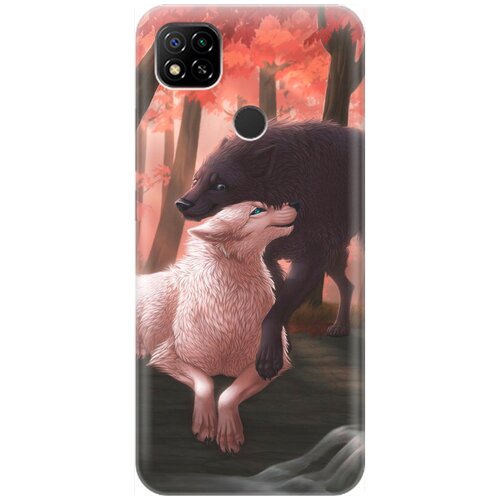 фото Re:pa накладка transparent для xiaomi redmi 9c с принтом "влюбленные волки"