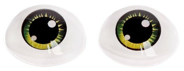 Глаза, набор 10 шт, размер 1 шт: 11,6×15,5 мм, цвет зелёный
