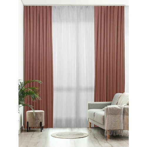 Шторы интерьерные Канвас розовый 400х270 см комплект 2 шт