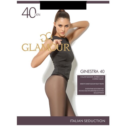 Колготки  Glamour Ginestra, 40 den, с ластовицей, размер 4, черный