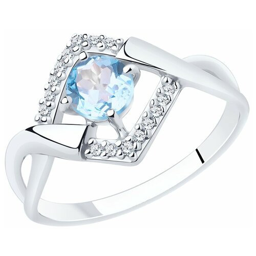 Кольцо Diamant, серебро, 925 проба, топаз, размер 18, белый