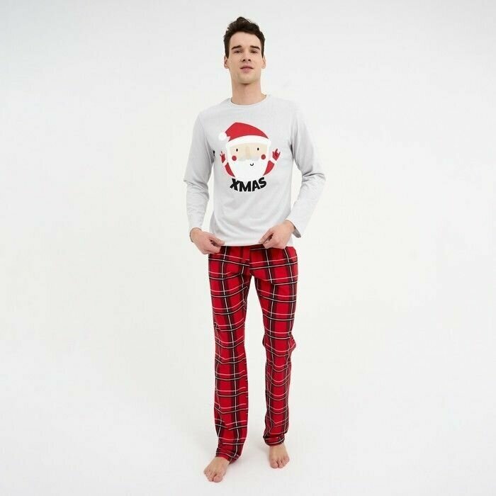 Пижама мужские Santa, цвет красный/серый, размер 56 - фотография № 1