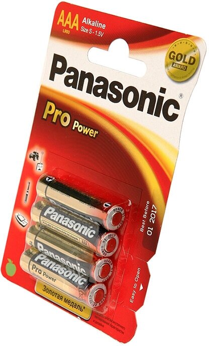 Батарейка Panasonic Pro Power AAA/LR03, в упаковке: 4 шт.