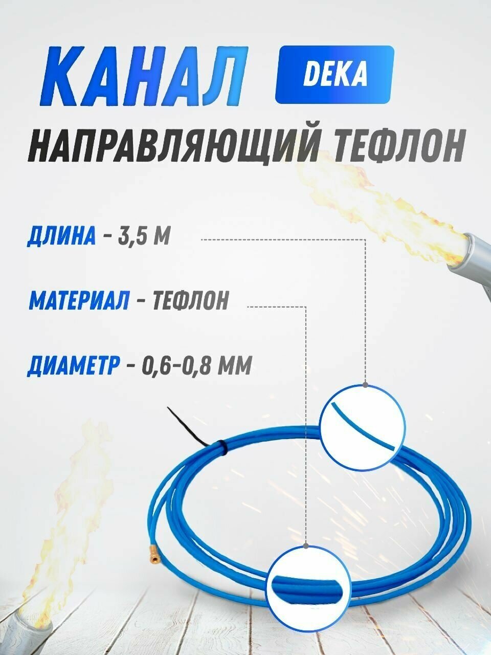 Канал направляющий тефлон DEKA 35 м синий d 06-08 мм