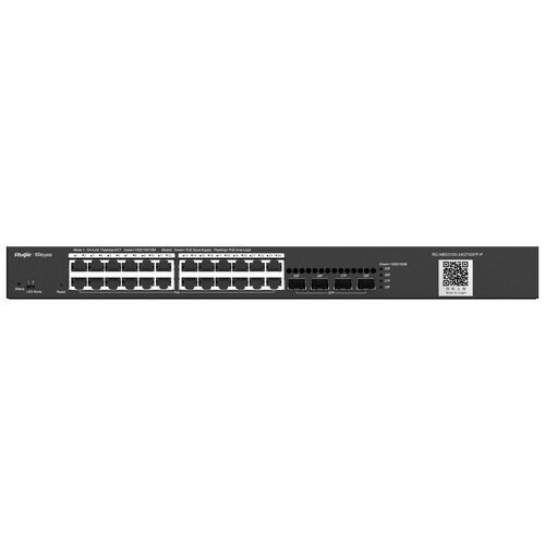 Reyee 24-Port Gigabit L2 Managed POE Switch, 24 Gigabit RJ45 POE/POE+ Ports, 4 SFP Slots, 370W PoE power budget, 19-inch Rack-mountable Stell Case