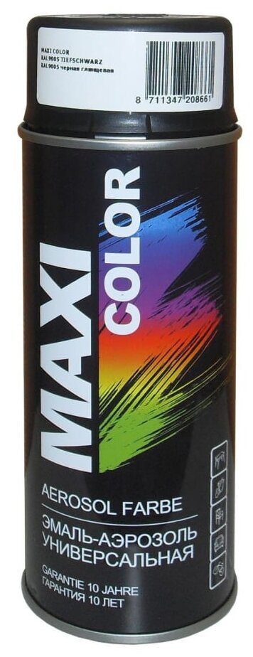 Краска-Спрей Черная Глянцевая Ral9005 (Maxi Color) 400Мл MAXI COLOR арт. 9005MX