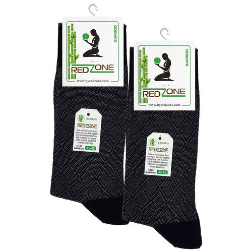 фото Носки redzone мужские, комплект носков - 2 пары, темно-серые, рисунок - "крупный ромб", черная резинка.р. 42-45