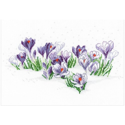набор для вышивания риолис riolis морская мечтательница 21 цветов 21 х 30 см 1970 Риолис Набор для вышивания Крокусы под снегом (1855), разноцветный, 1 шт., 21 х 30 см