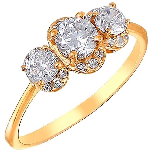 фото Эстет кольцо с 21 фианитом из серебра с позолотой 01к1510415а, размер 18