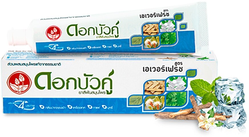 Таиланд Dok Bua Ku Herbal Toothpaste Everfresh Растительная зубная паста Свежесть всегда 100 г