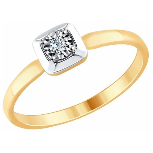 фото Sokolov кольцо из комбинированного золота с алмазной гранью 1011682, размер 17.5