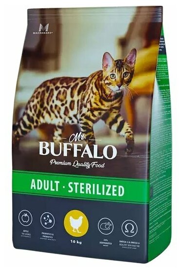 Корм сухой Mr.Buffalo ADULT STERILIZED сух. д/кошек Курица 10кг