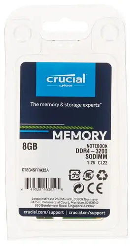 Модуль памяти SODIMM DDR4 8GB Crucial PC4-25600 3200MHz CL22 260pin 1.2V - фото №5