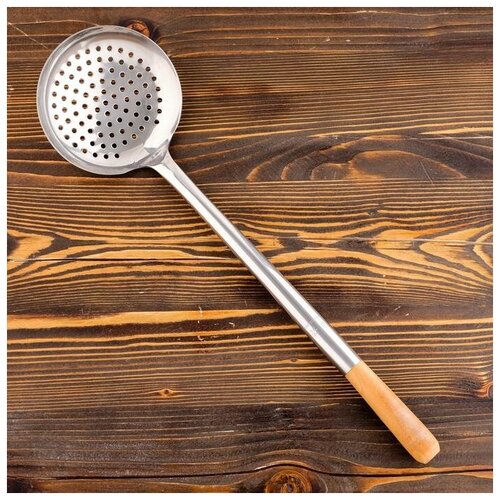 Шумовка для казана узбекская 53см диаметр 15см светлая деревянная ручка 883₽