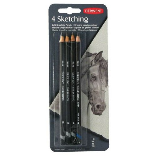 Набор карандашей чернографитных Derwent Sketching Pencils 4 шт (HB,2B,4B,8B) в блистере