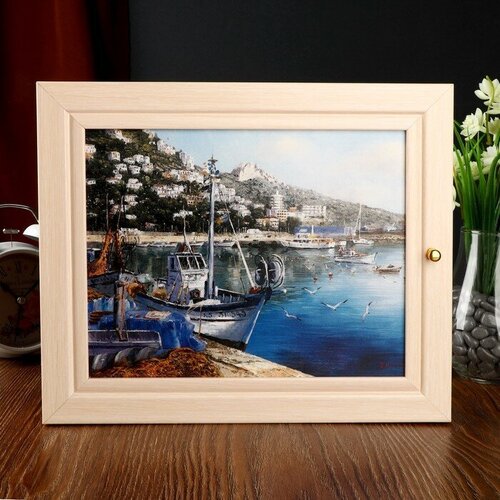 Ключница Яхта у причала молочный дуб 26х31 см 1384₽