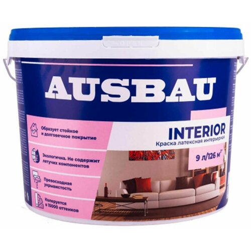 Краска интерьерная латексная, AUSBAU INTERIOR, База А, 9 л