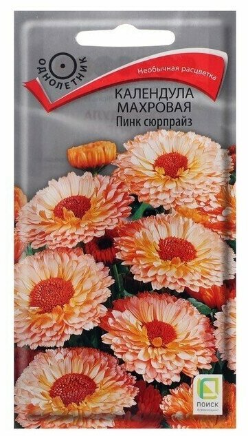 Семена цветов Календула махровая Пинк сюрпрайз 04 г 5 упаковок