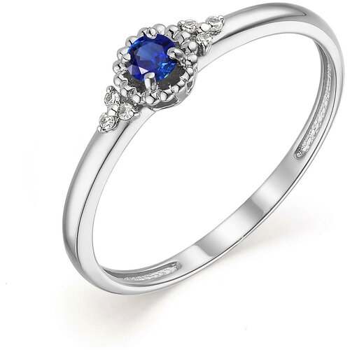 фото Алькор кольцо с сапфиром и бриллиантами из белого золота 13616-202, размер 16.5