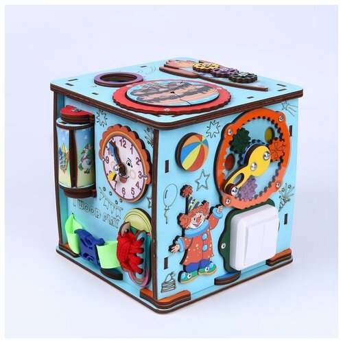 IWOODPLAY Бизикуб со светом «Праздник» бирюзовый, 21 × 24 × 24 см