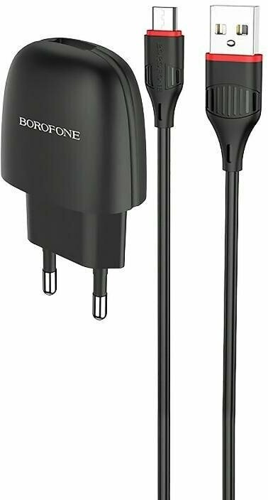 Сетевое зарядное устройство USB Borofone BA49A (2.1А/кабель MicroUSB) <черный>